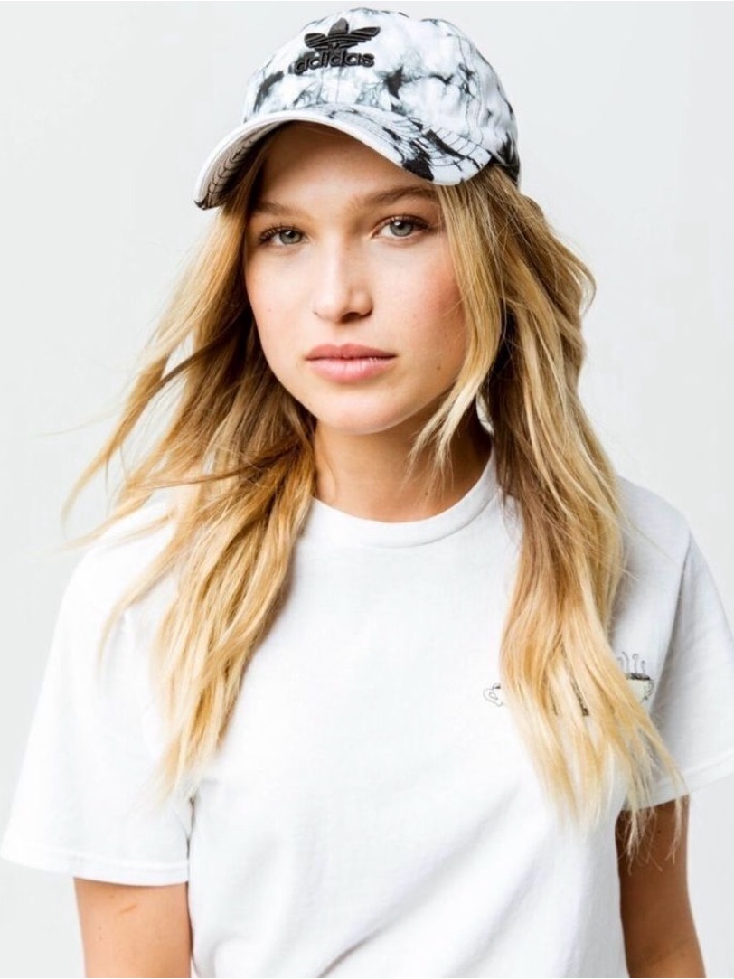 Adidas Originals Relaxed Tie Dye Baseball Hat, White & Black, Adjustable